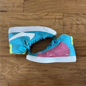 Neon Nike Blazers! 
 Toe of shoe has a little discoloration